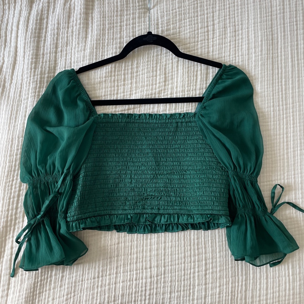 Green Smocked Women's Top